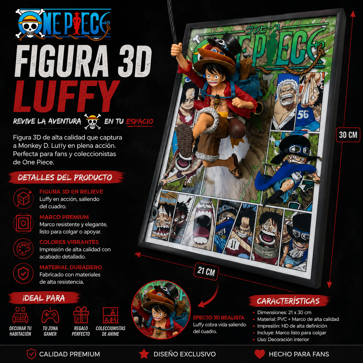 Póster Artístico 3D One Piece